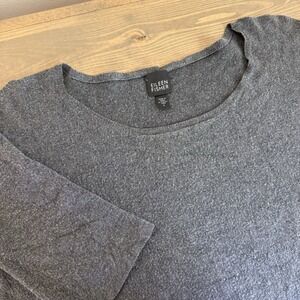 Eileen Fisher Womens Small Grey Oversized Short Sleeve Tunic Jersey Knit Sweater